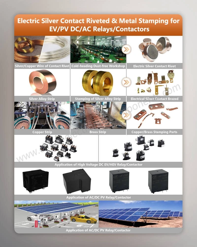 Electric Silver Contact Riveted Automotive Copper Stamping Parts for EV-PV DC-AC Relays-Contactors Electric Silver Contact Riveted Automotive Copper Stamping Parts for EV-PV DC-AC Relays-Contactors